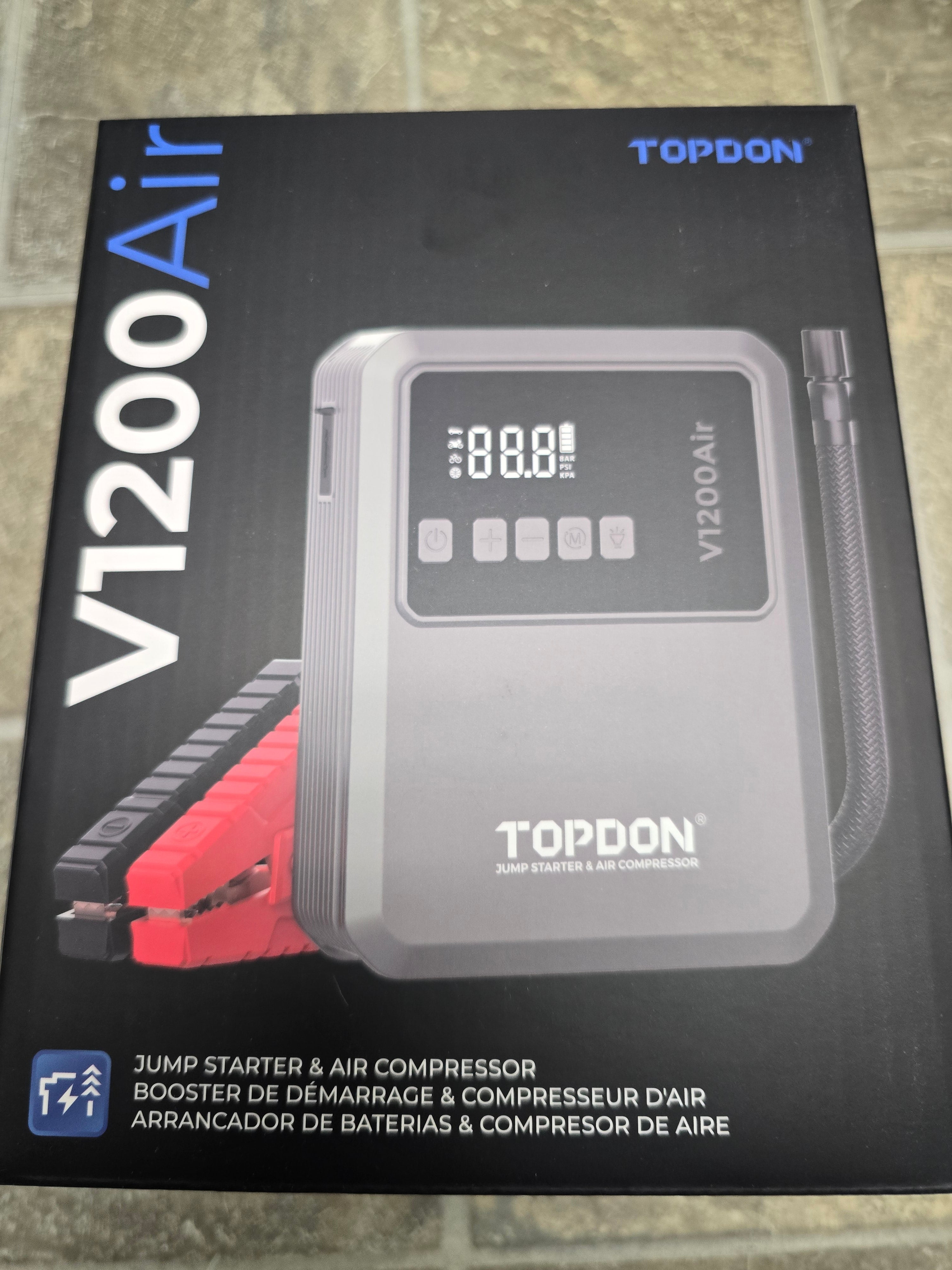 TOPDON V1200Air 1200A Portable Jump Starter with Air Compressor