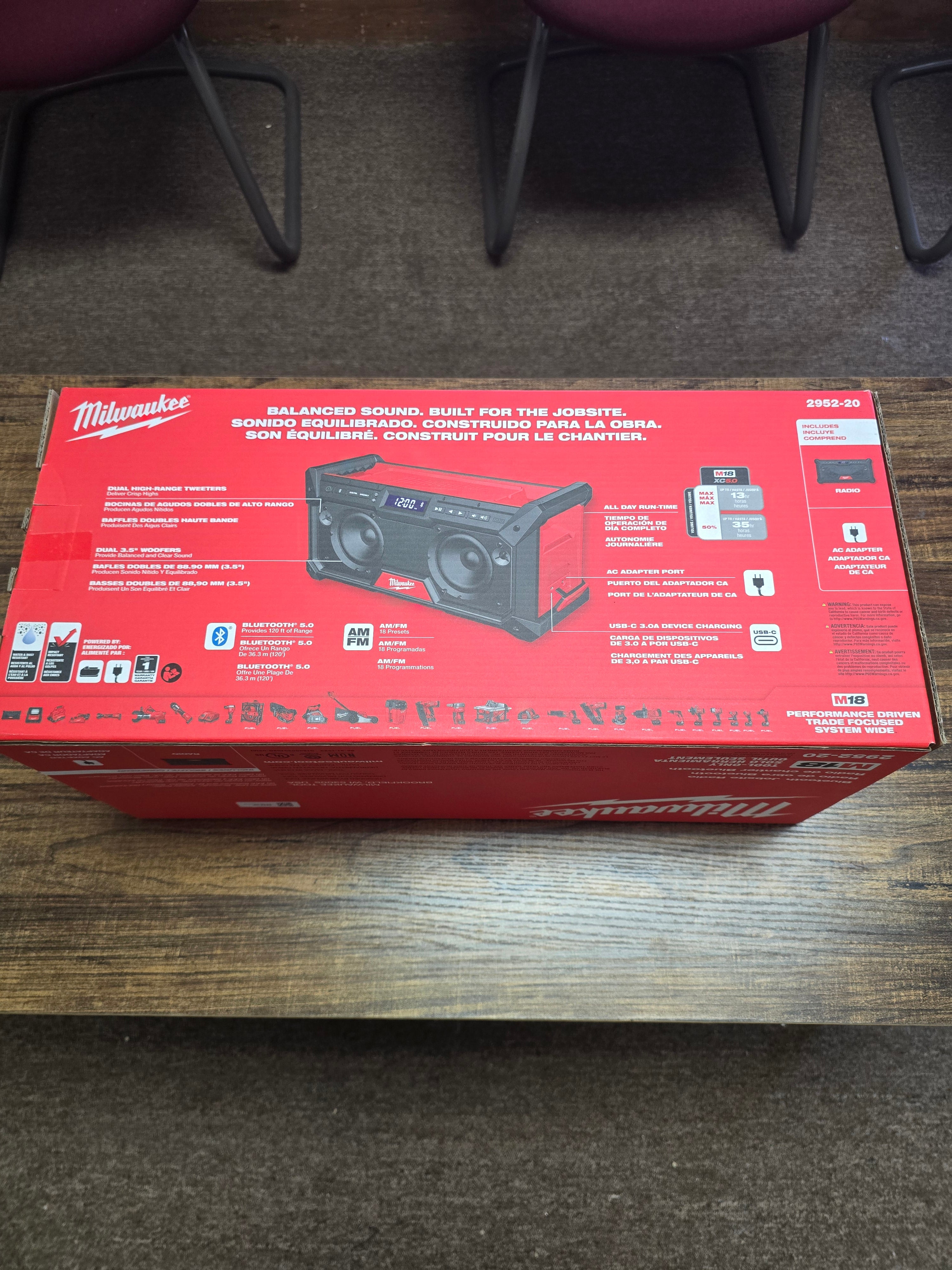 Milwaukee M18 Bluetooth Jobsite Radio with AM/FM & USB-C Charging 2952-20