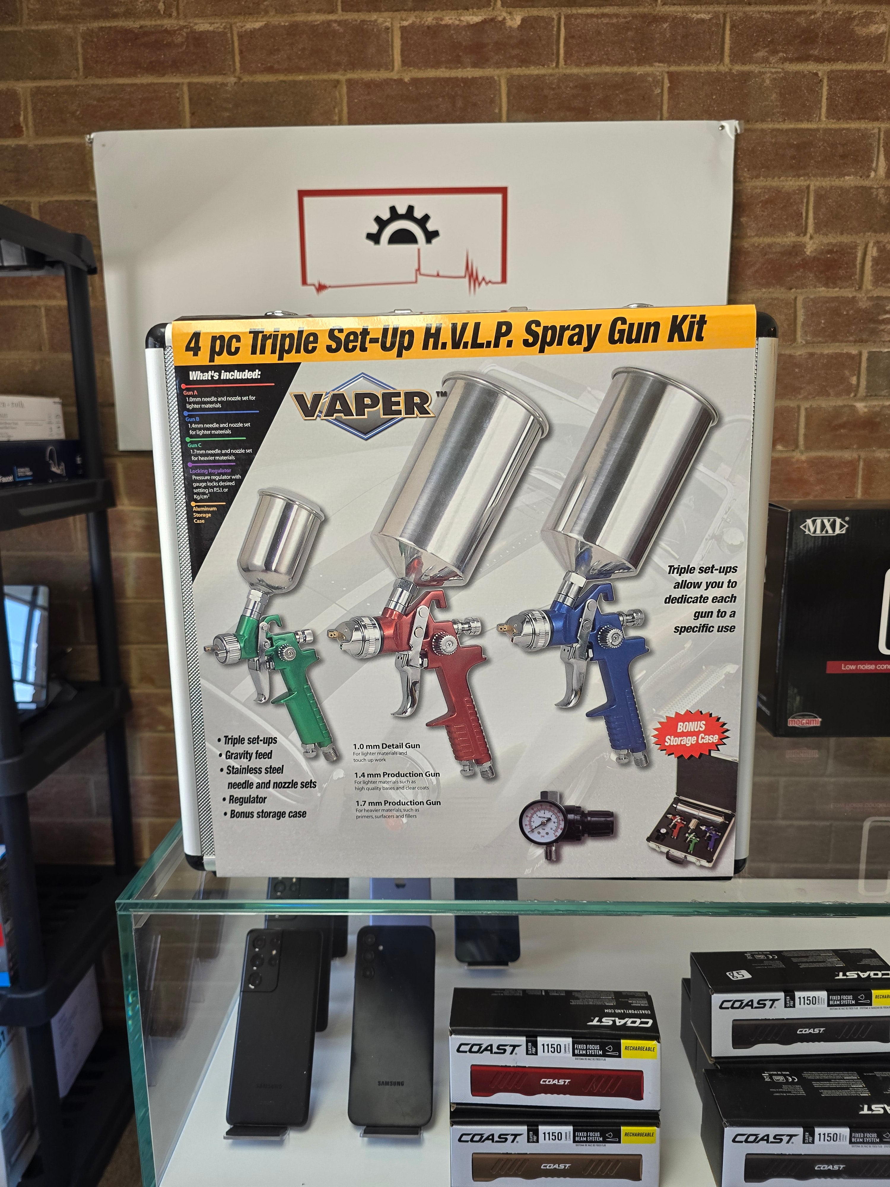 Titan Tools 4 Piece HVLP Spray Gun Kit With Case