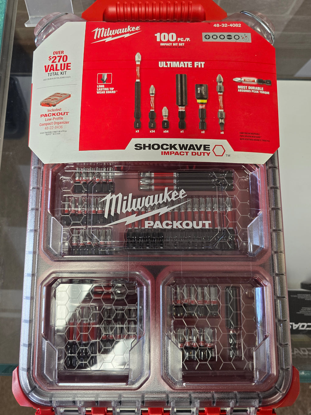 Milwaukee 100-Pc. SHOCKWAVE Impact Driver Bit Set with PACKOUT Organizer, Model# 48-32-4082