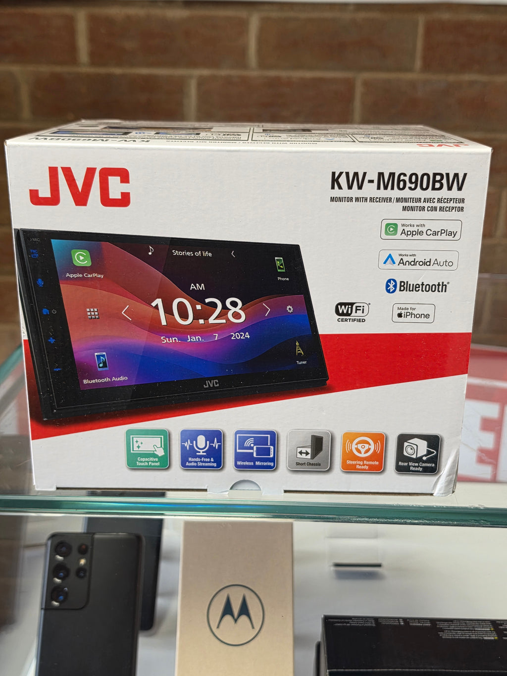 JVC KW-M690BW 6.8 in Touchscreen Car Stereo with Wireless CarPlay & Android Auto