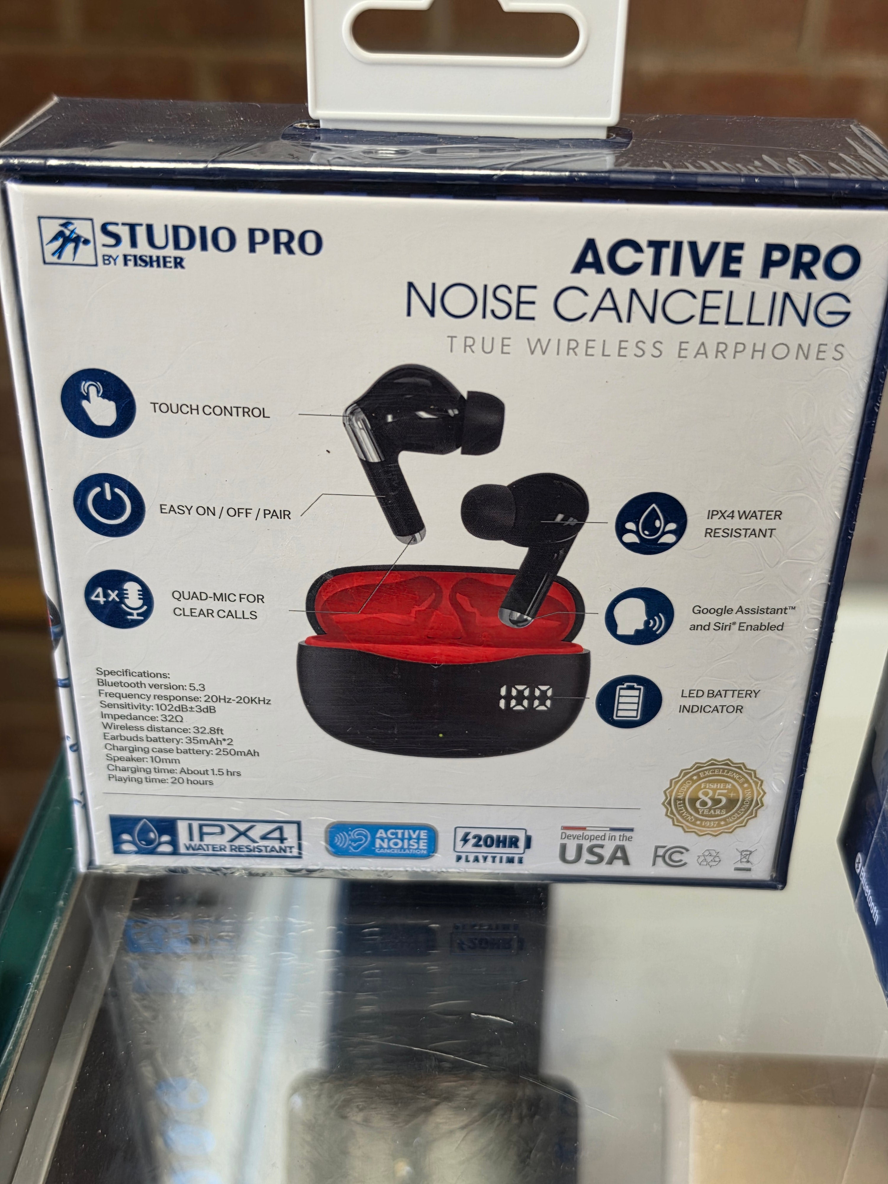 Fisher Studio Pro Active Pro True Wireless Bluetooth Earbuds with ANC & Mic