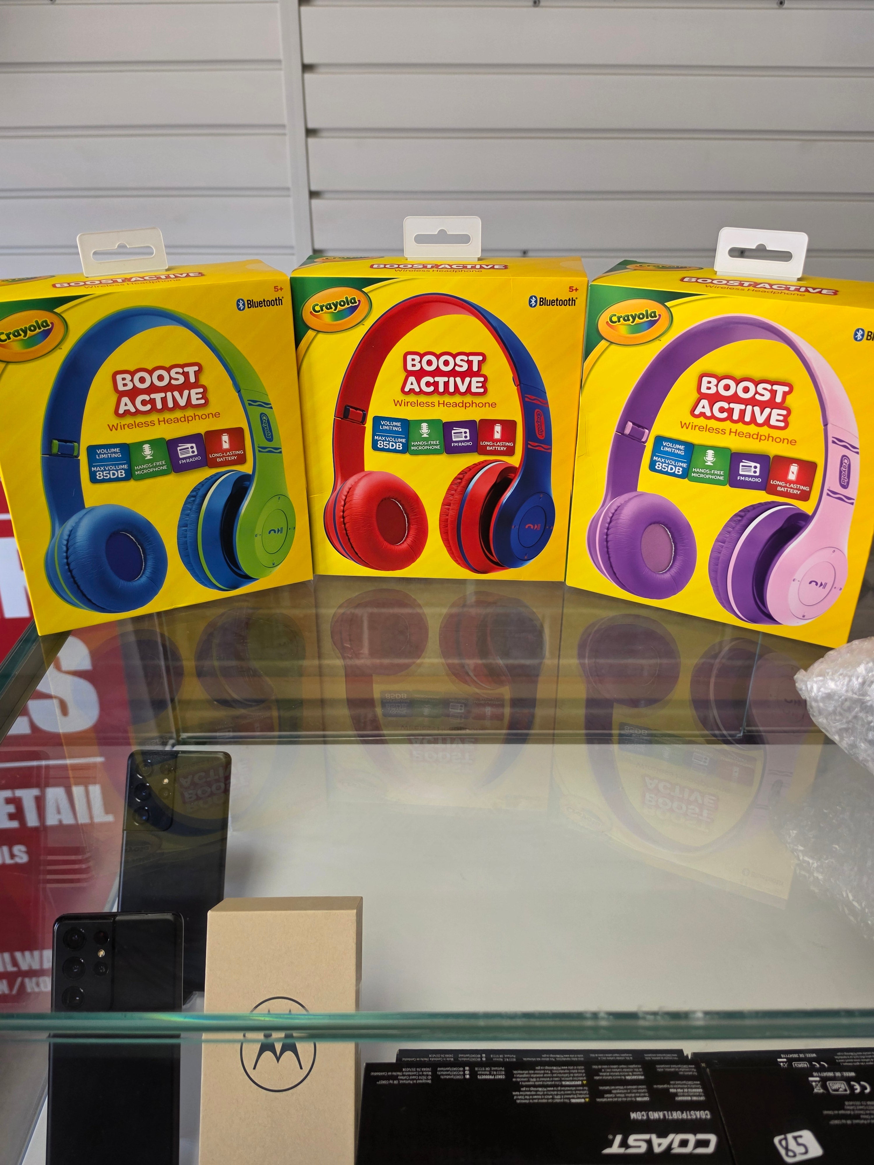 Crayola Boost Active Kids Bluetooth Over-Ear Headphones with Built-In Microphone