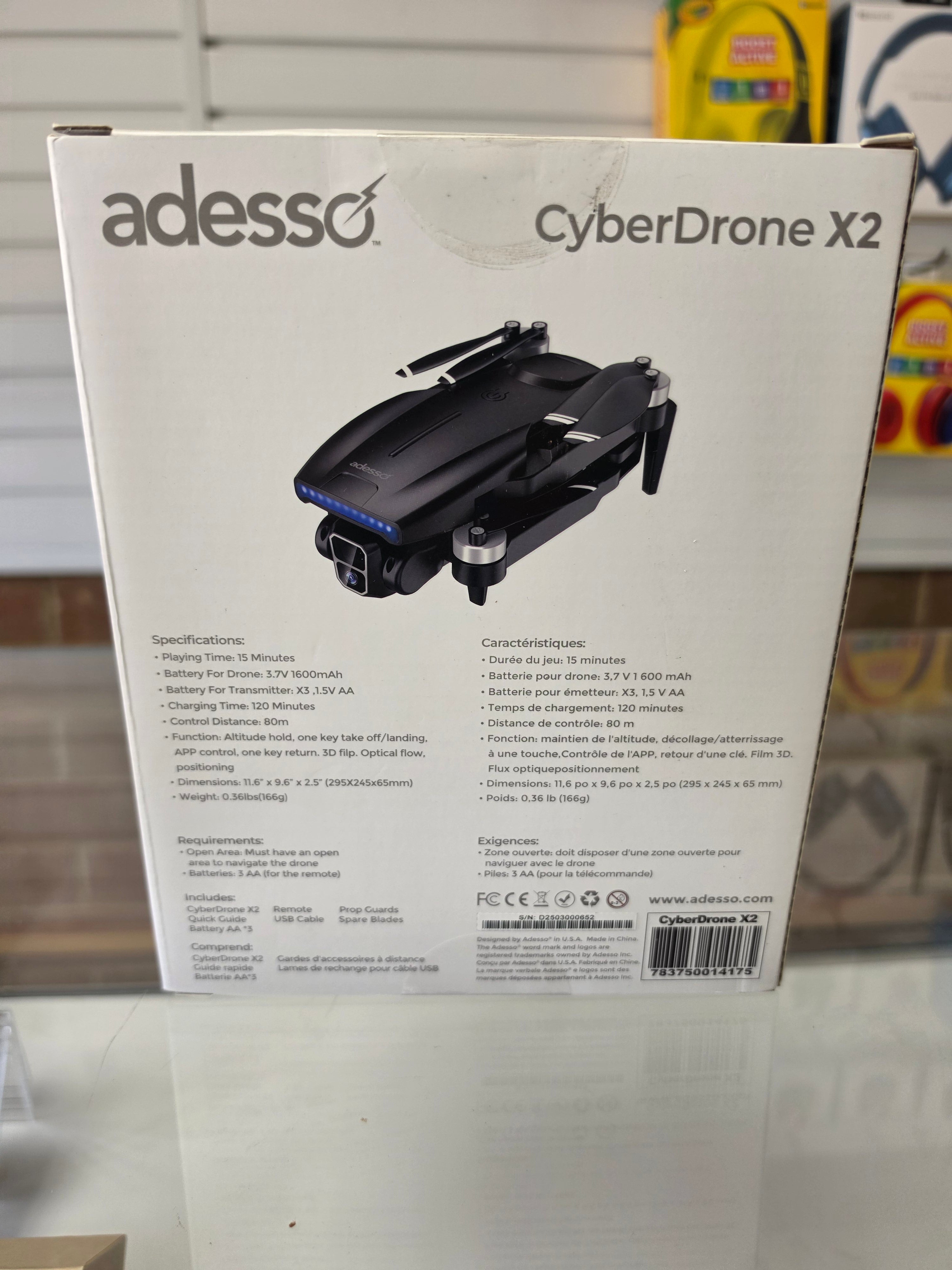 Adesso CyberDrone X2 1080p FPV Drone with Remote Controller