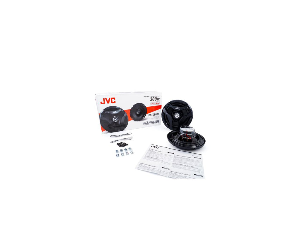 JVC CS-DF620 6.5" 2-Way Coaxial Car Speakers (Pair), 25W RMS / 300W Peak Each, 4-Ohm, 46mm Shallow Mount