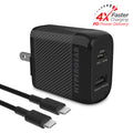 HyperGear - SpeedBoost 25-Watt PD Dual-Output USB-C Wall Charger Kit