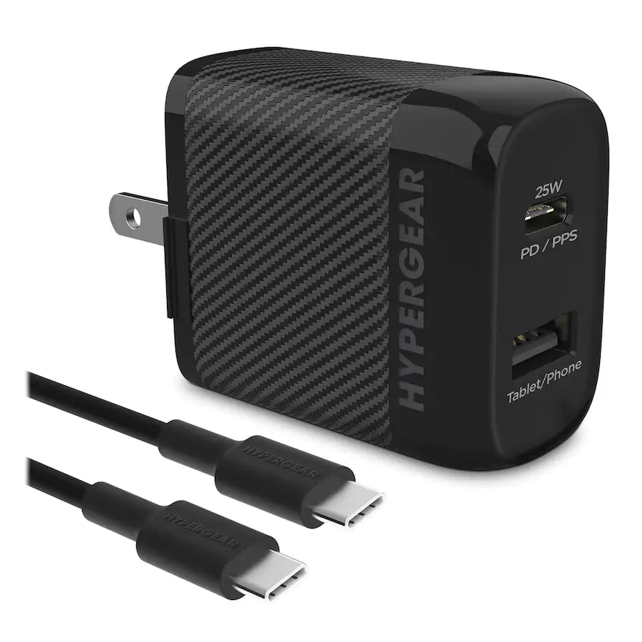 HyperGear - SpeedBoost 25-Watt PD Dual-Output USB-C Wall Charger Kit