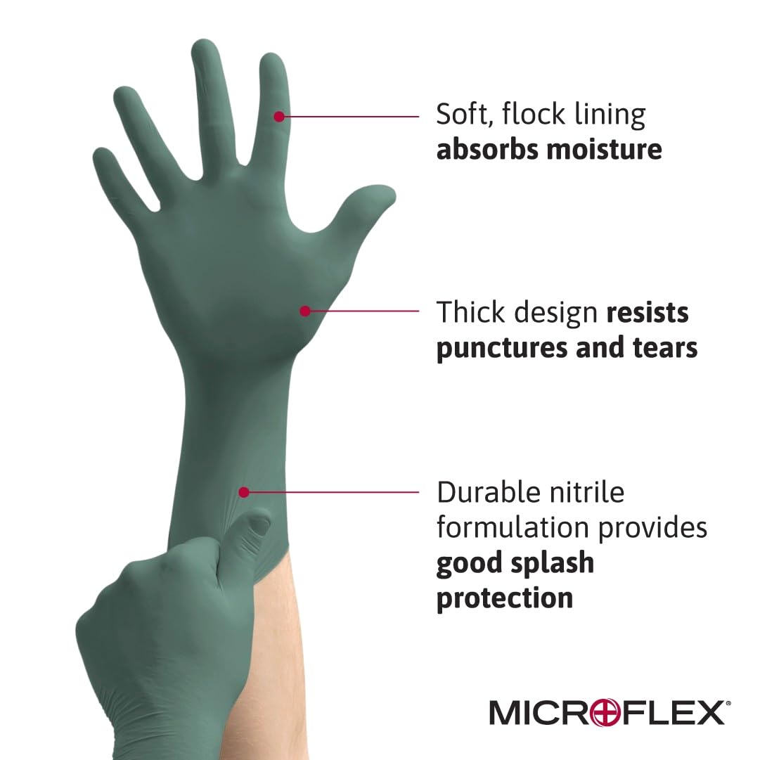 Dura Flock Flock-lined nitrile gloves: X-LARGE 50/Bx. Fully textured, 8 mil
