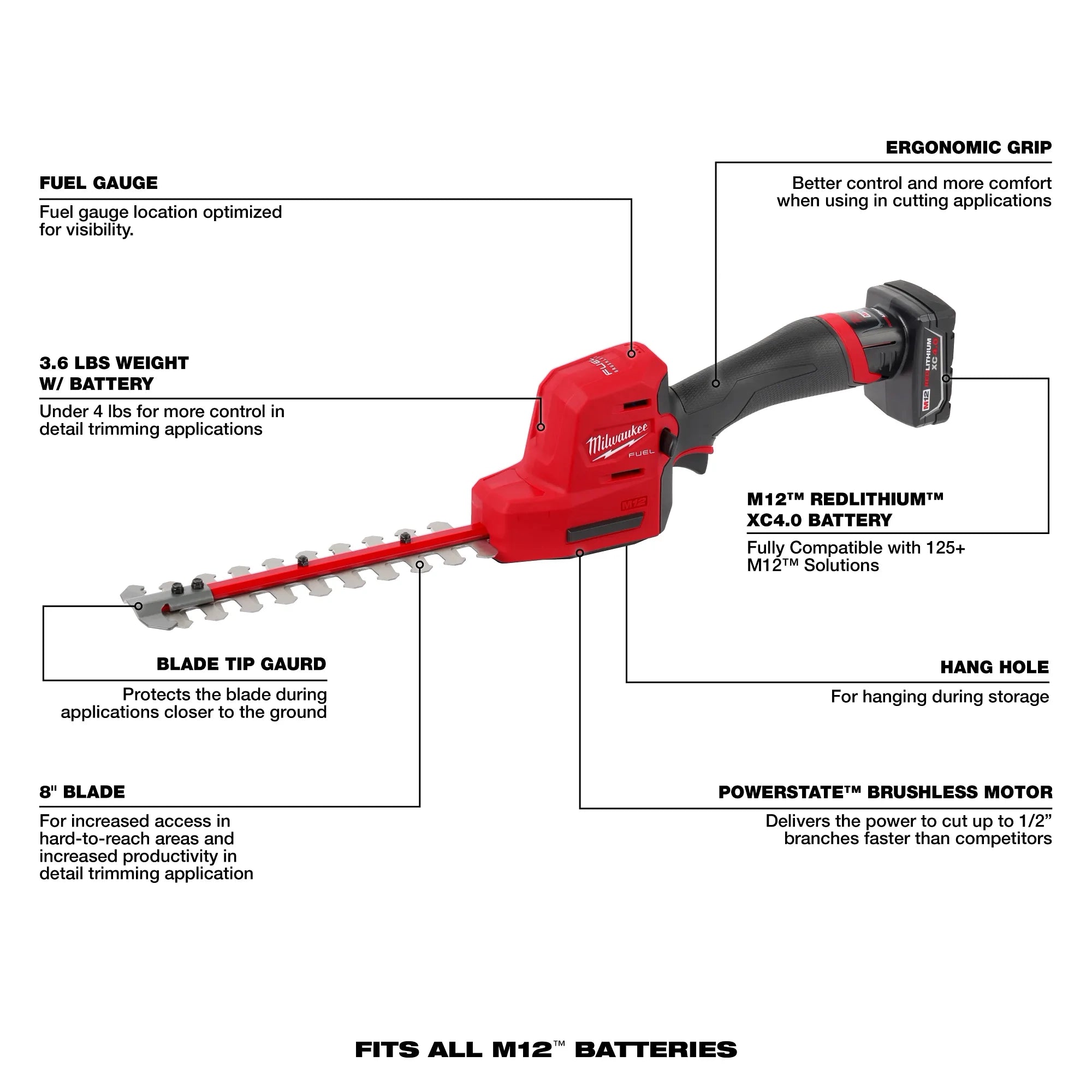 Milwaukee M12 Hedge Trimmer Kit