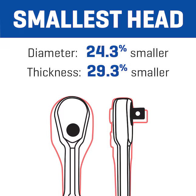 Kobalt 90 -Tooth 1/4-in Drive Full polish Handle Ratchet