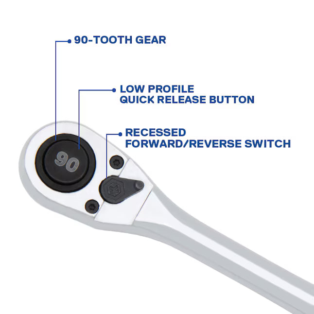 Kobalt 90 -Tooth 3/8-in Drive Full polish Handle Ratchet