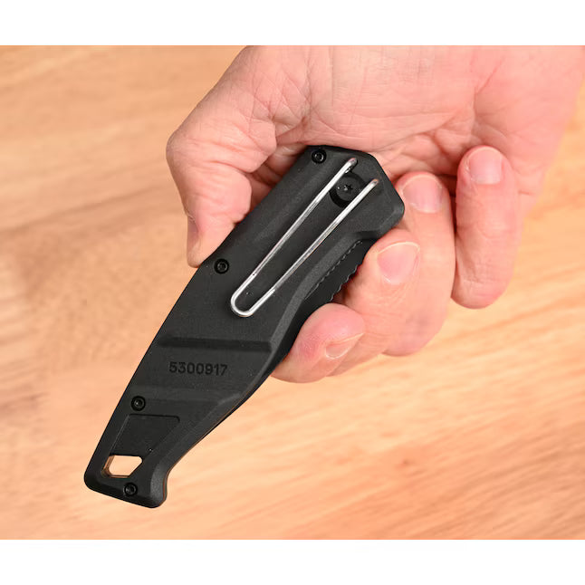 Kobalt 3.5-in High carbon stainless steel Straight Pocket Knife