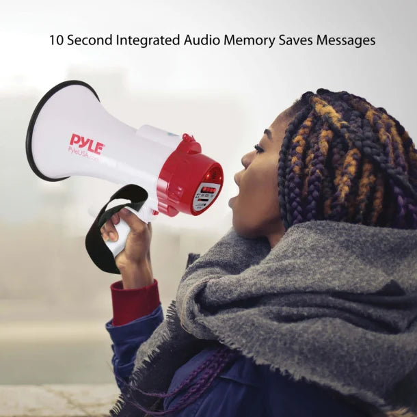 Pyle PMP35R 30W Portable Megaphone Bullhorn with Siren & Voice Recording