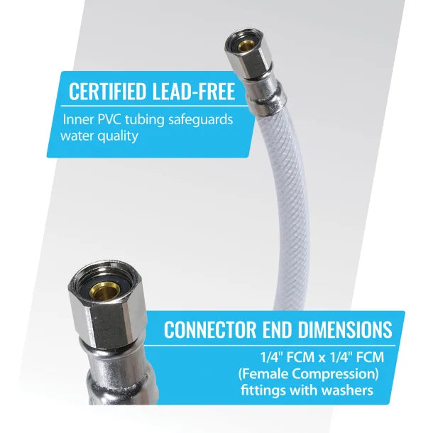 Certified Appliance Accessories 10-Ft. PVC Ice Maker Connector – 1/4-In. Compression