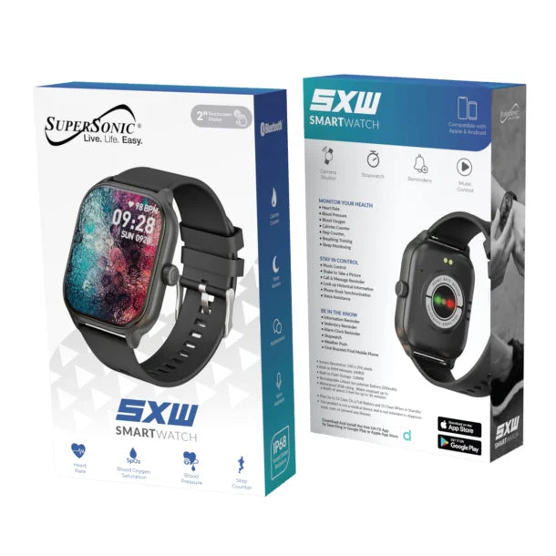 SuperSonic SC-181SW 2-Inch Touch Screen Smartwatch with Health & Activity Monitoring