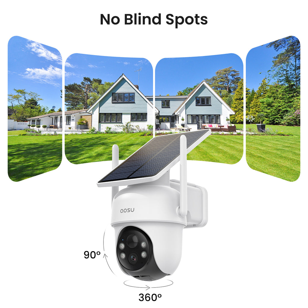 Aosu 2K QHD Dual-Band Wi-Fi Outdoor AI-Smart Solar Security Camera Kit — 2-Camera, 3.0 MP, Panoramic PTZ, Auto-Tracking, HomeBase Recorder