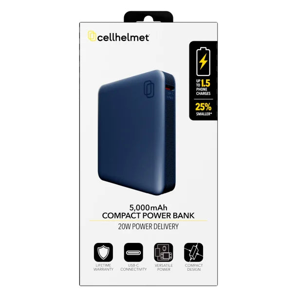 cellhelmet 5,000mAh 20W USB-C Portable Power Bank – Black