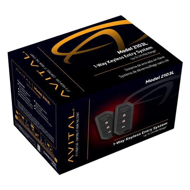 Avital 2103L 1-Way Keyless Entry System with Two 4-Button Remotes