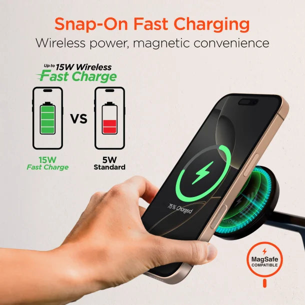 HyperGear MaxCharge Pro 3-in-1 MagSafe-Compatible Wireless Charging Stand – 15W – Black