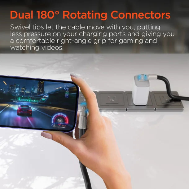 HyperGear Chunky180 100W USB-C to USB-C Rugged Fast Charge Cable – 12 Ft. Black
