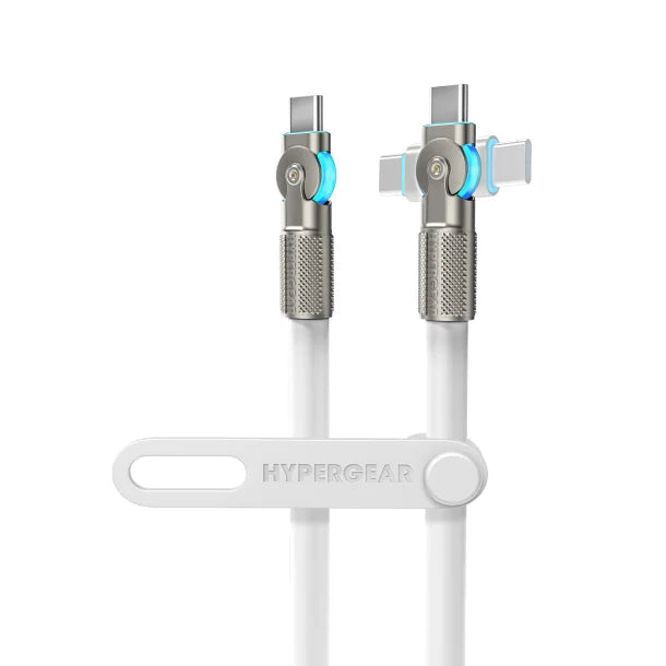 HyperGear Chunky180 100W USB-C to USB-C Rugged Fast Charge Cable – 12 Ft. White
