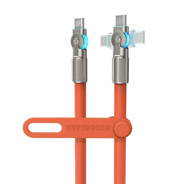 HyperGear Chunky180 100W USB-C to USB-C Rugged Fast Charge Cable – 12 Ft. Orange