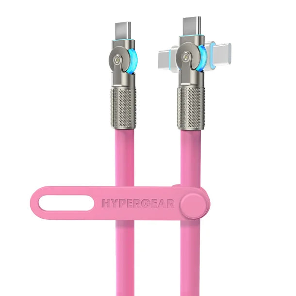 HyperGear Chunky180 100W USB-C to USB-C Rugged Fast Charge Cable – 12 Ft. Pink