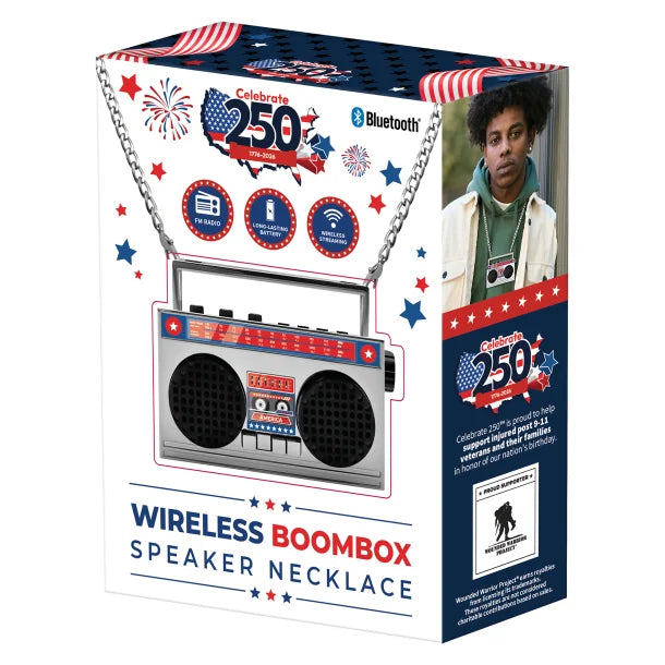 Celebrate 250 3-Watt Wireless Boombox Speaker Necklace with Bluetooth, TWS & FM Radio