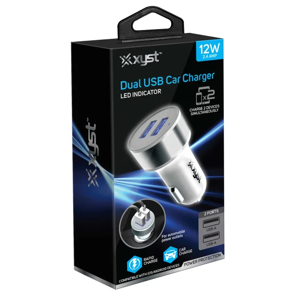 XYST XYS-CC524D Dual USB-A Car Charger – 2.4A / 12W – White