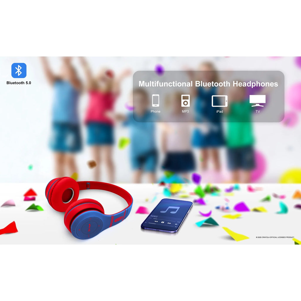 Crayola Boost Active Kids Casual Listening Built-in Microphone Bluetooth Over-Ear Headphones