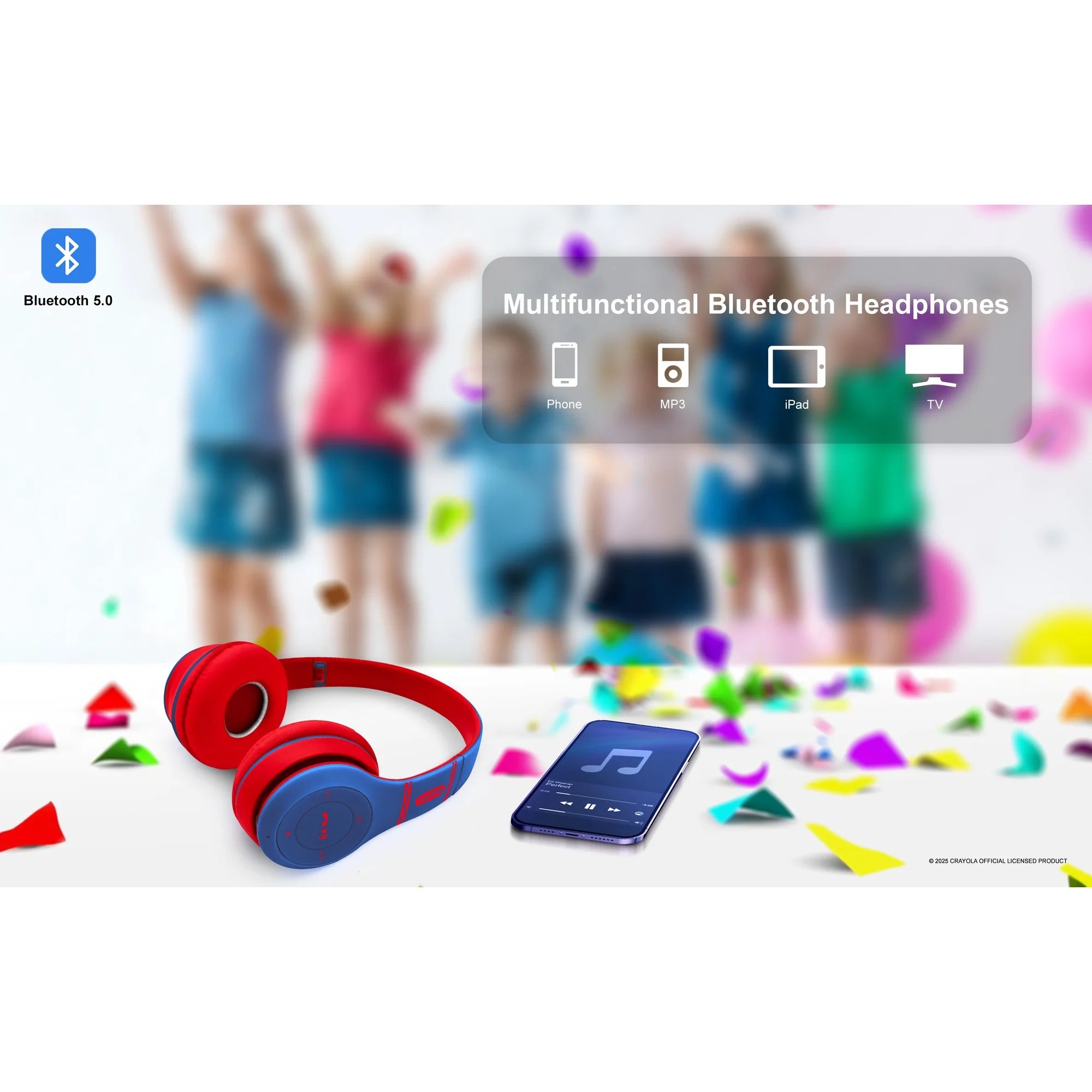 Crayola Boost Active Kids Casual Listening Built-in Microphone Bluetooth Over-Ear Headphones
