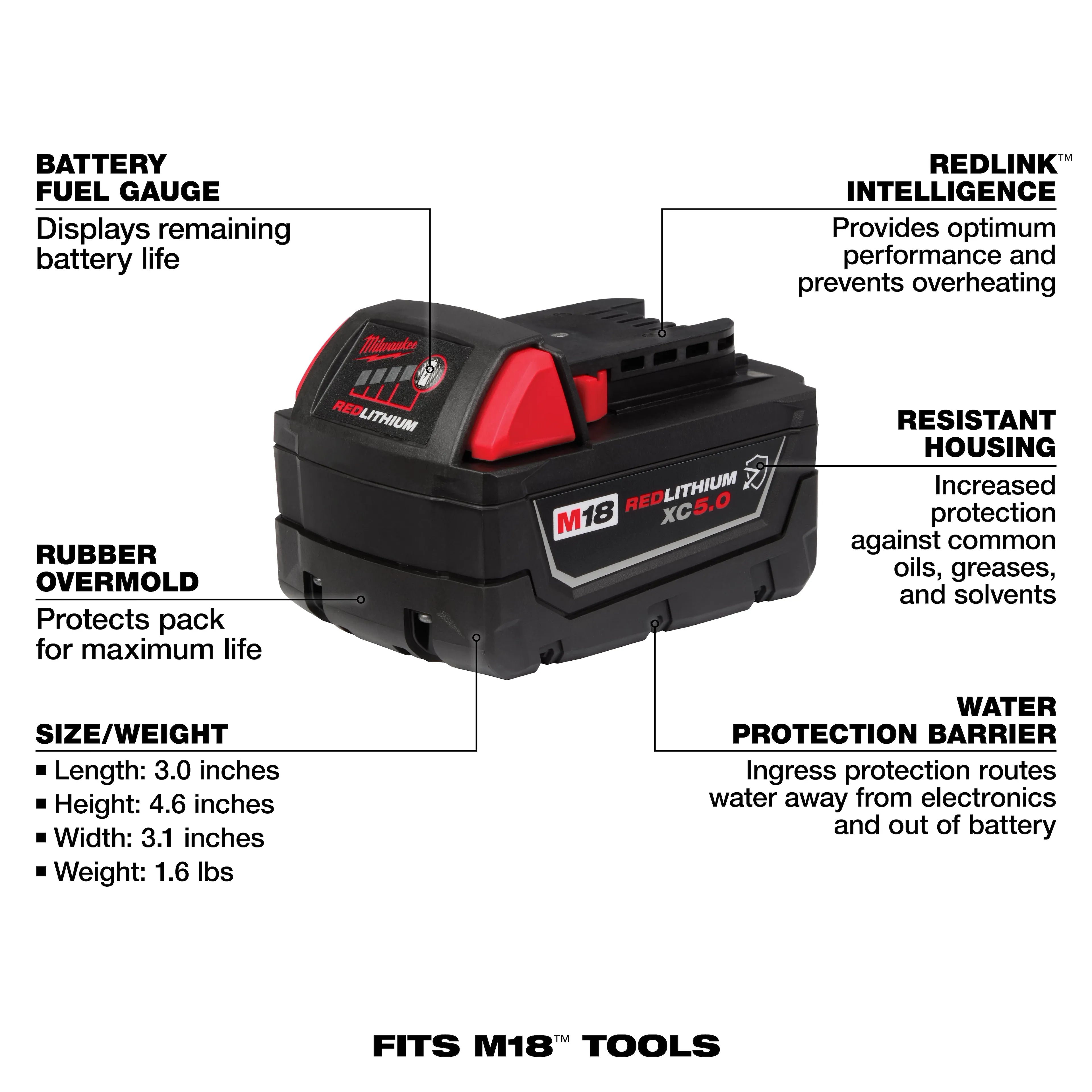 M18™ REDLITHIUM™ XC5.0 Resistant Battery