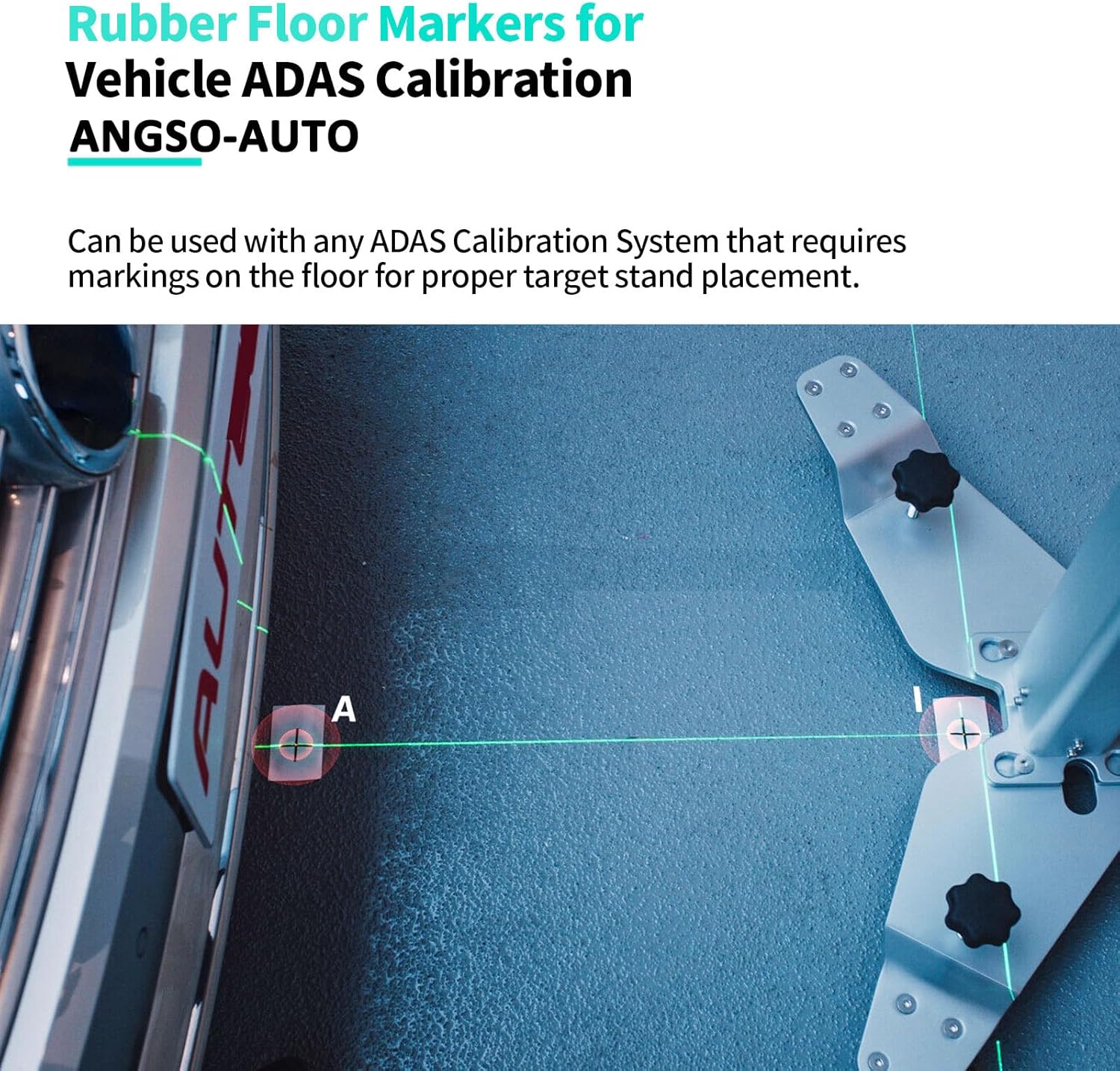 8 Pack ADAS Calibration Floor Markers Reusable Rubber Floor Marking Squares Work for Vehicle ADAS Calibration