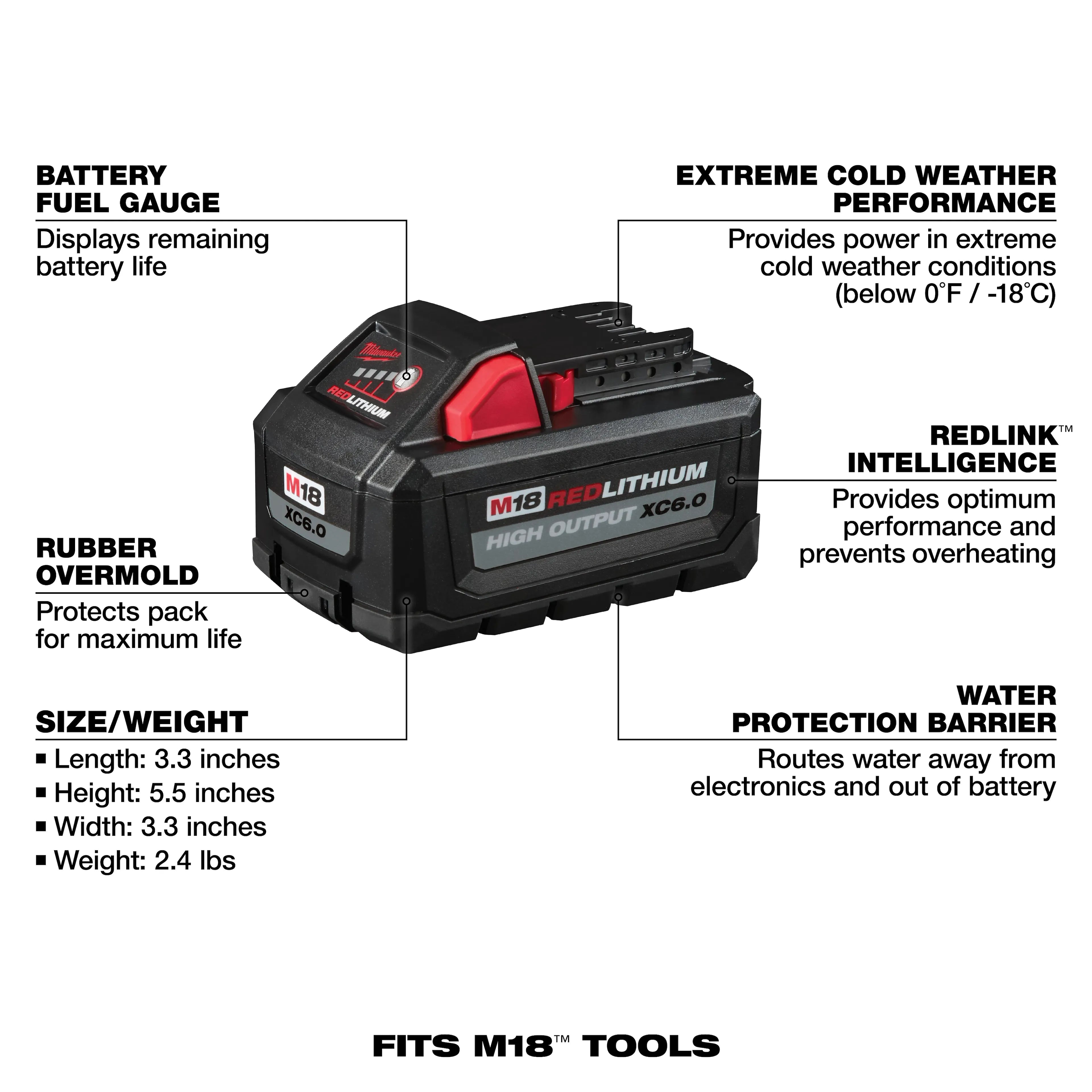 Milwaukee M18™ REDLITHIUM™ HIGH OUTPUT™ XC6.0 Battery Pack (2 Pk)