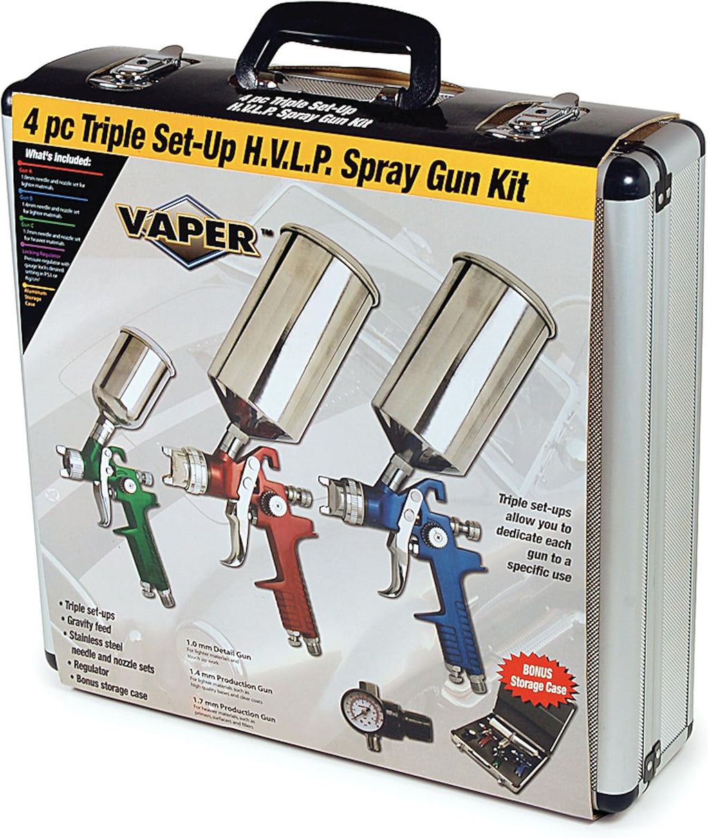 Titan Tools 4 Piece HVLP Spray Gun Kit With Case