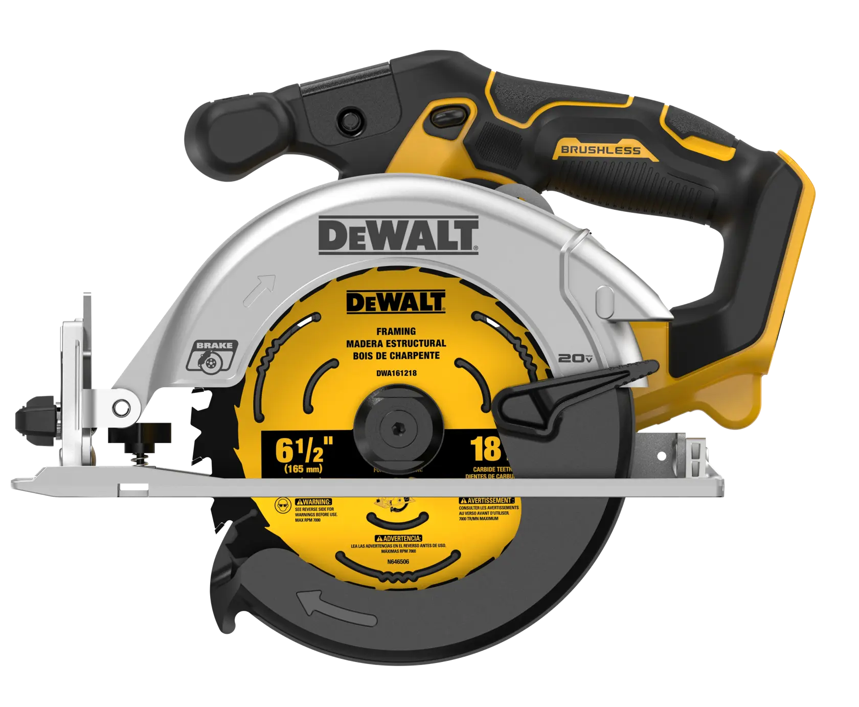 20V MAX* XR® 6-1/2-In. Brushless Cordless Circular Saw (Tool Only)