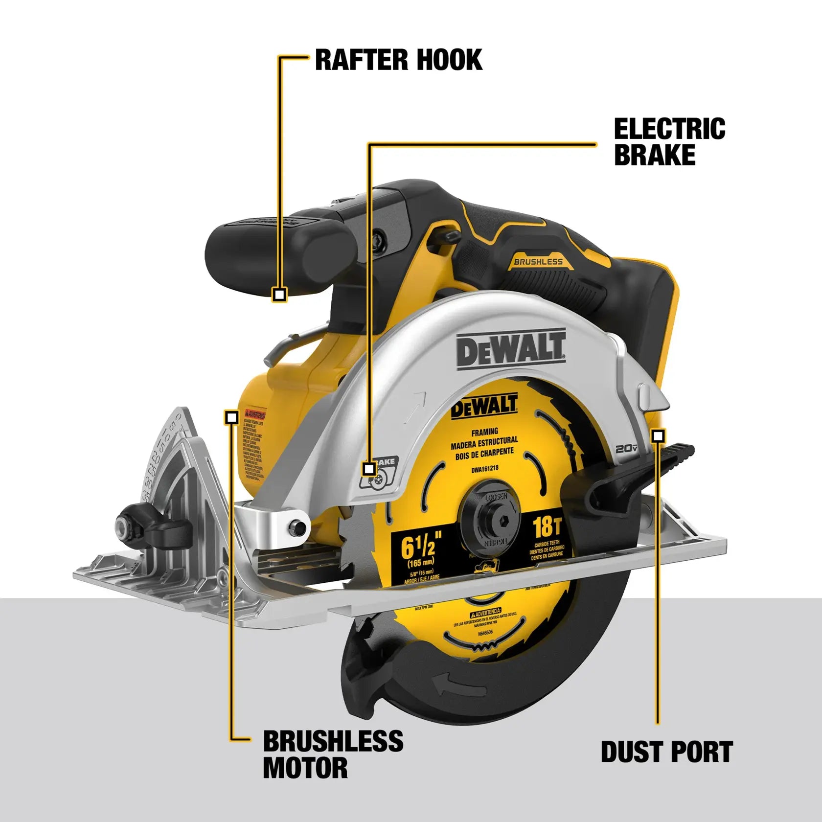 20V MAX* XR® 6-1/2-In. Brushless Cordless Circular Saw (Tool Only)