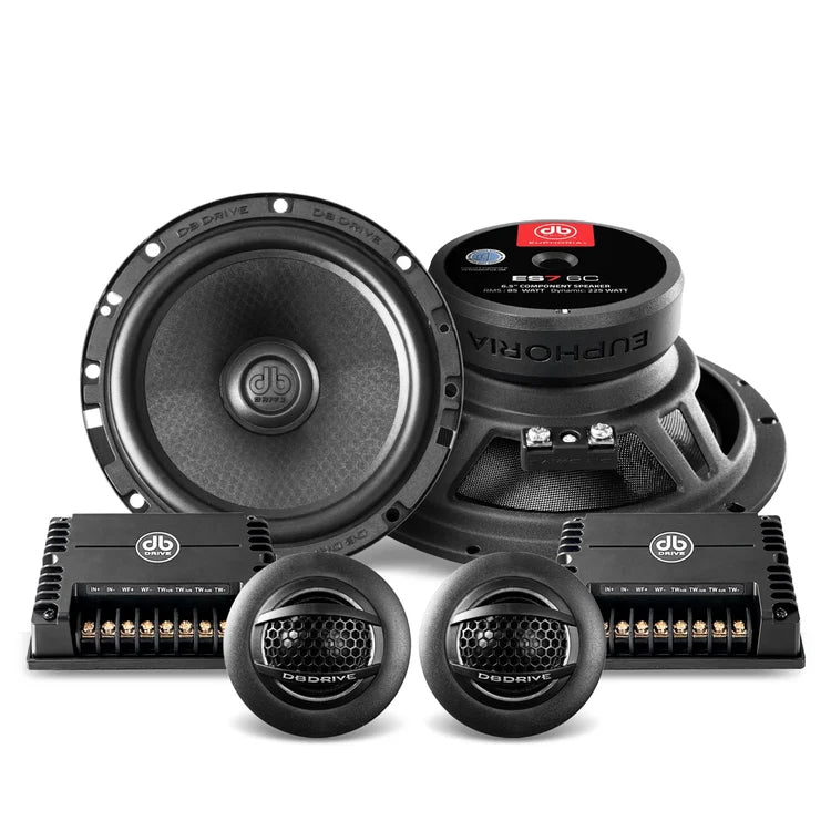 DB Drive Euphoria ES7 6C 6.5" Component Speaker Set (Pair), 1" Iridium Aluminum Dome Tweeters, 85W RMS / 225W Max, 12dB Crossover