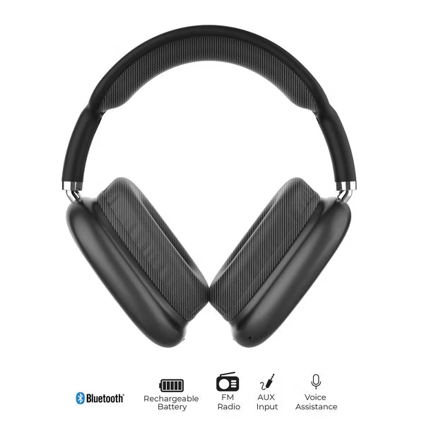 IQ Sound IQ-170BT High Performance Wireless Bluetooth Headphones, 10m Range, FM Radio, Hands-Free Mic, Swivel design, Soft Earpads, 3.5mm AUX Output