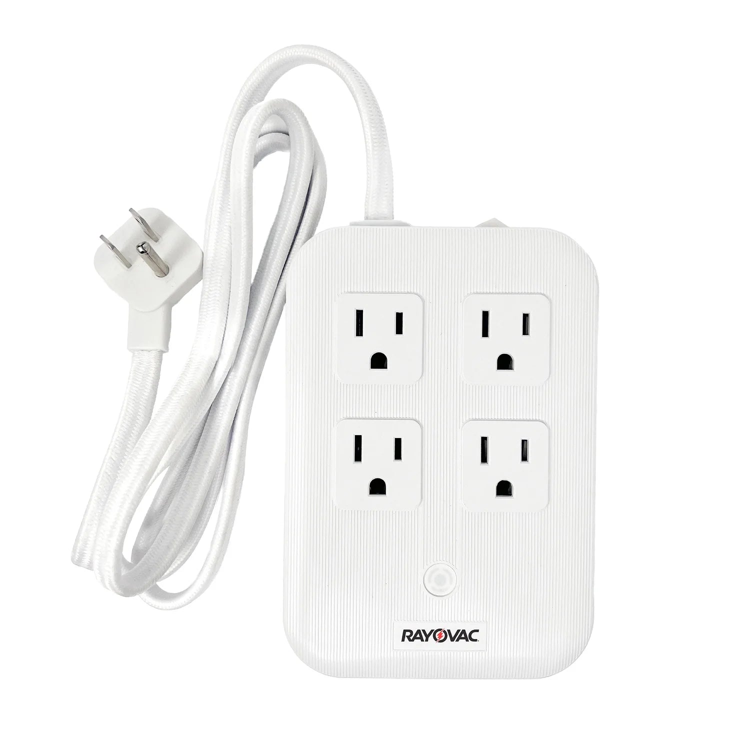 RAYOVAC 4-AC Outlet and 4-USB Port 540-Joules Surge Protector Power Strip, 5-Ft. Braided Cord with Flat Plug, SS-P319