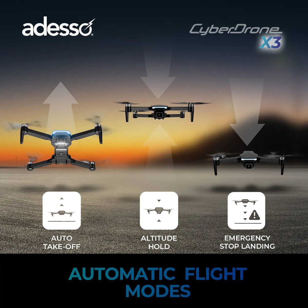 Adesso CyberDrone X2 1080P FPV Drone with Remote Controller