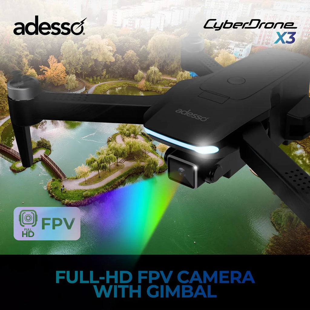 Adesso CyberDrone X2 1080P FPV Drone with Remote Controller