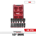 Milwaukee SHOCKWAVE Impact-Duty 1/2 in. Drive SAE Deep Well Impact PACKOUT Socket Set (15-Piece)
