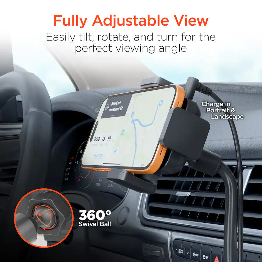 EZ Grip 15W Wireless Fast Charging Phone Mount | Cup Holder | Black