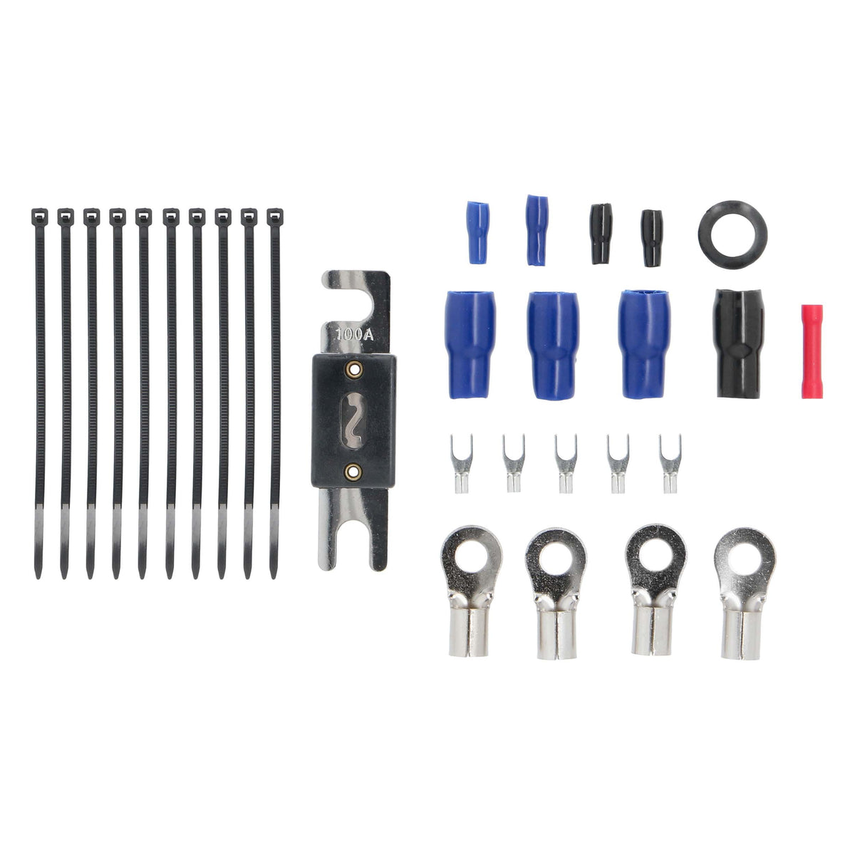 Raptor R2AK4 4 Gauge Amp Wiring Kit with RCA, Bulk Series R2, CCA, 100A ANL Fuse, for Systems up to 1,100W