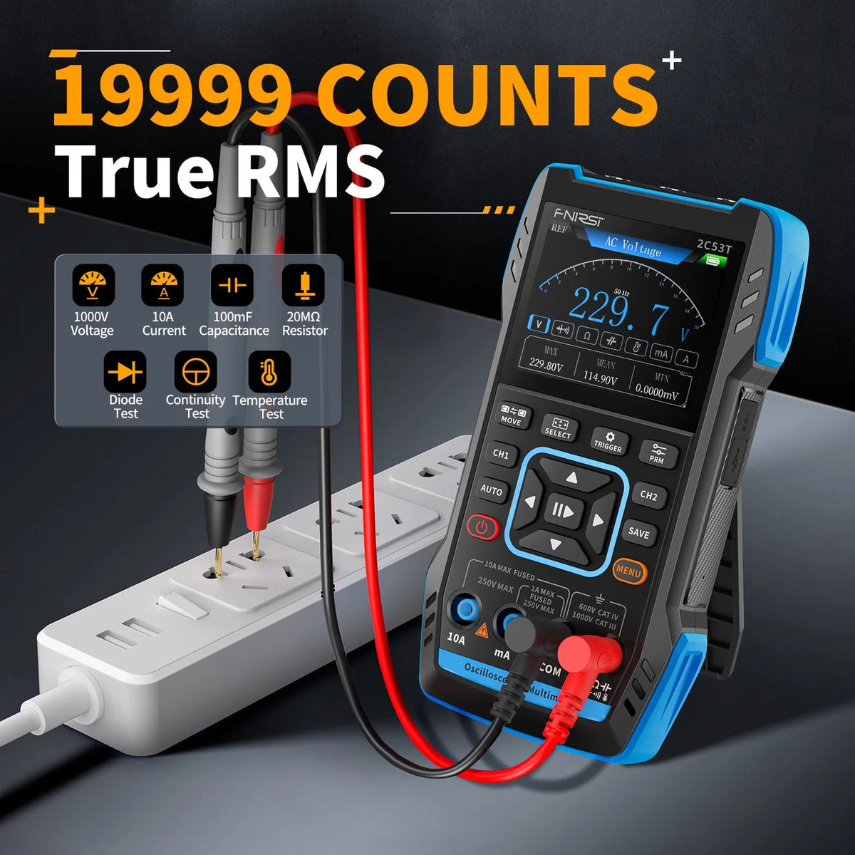 FNIRSI 2C53T 3-in-1 Handheld Oscilloscope, Multimeter & Signal Generator – 50MHz