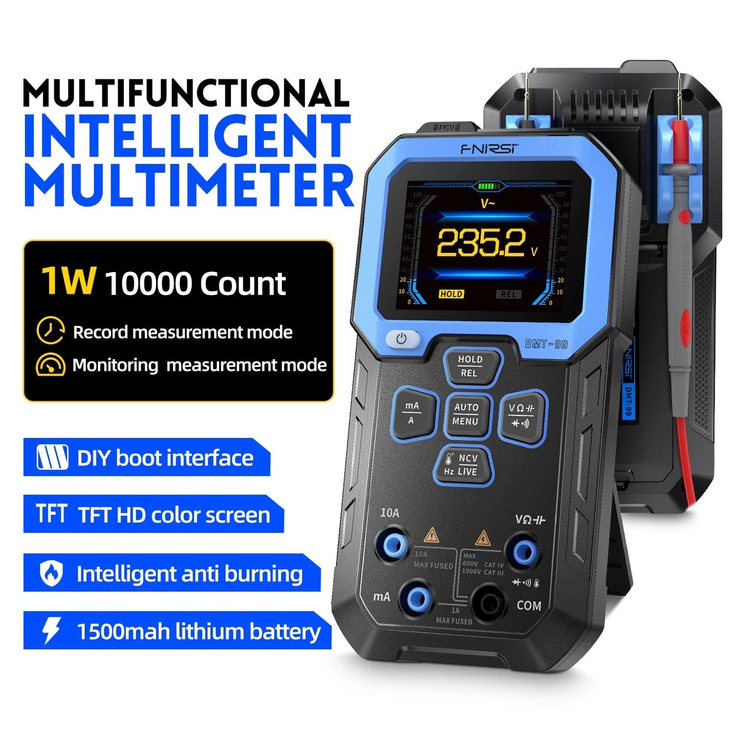 Rechargeable True RMS Multimeter Oscilloscope Graphing Automotive Meter