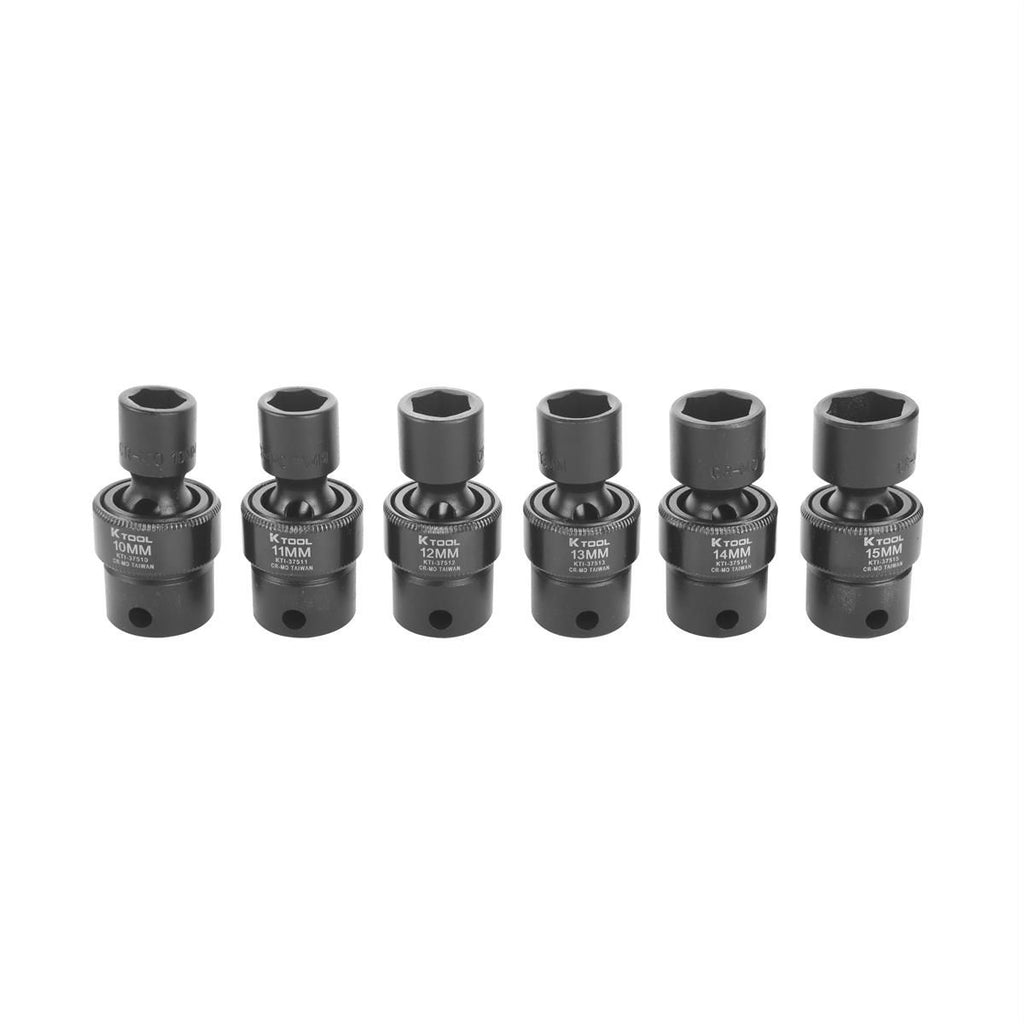 K Tool International 6-Piece 3/8" Drive Metric Flex Impact Socket Set – KTI37500