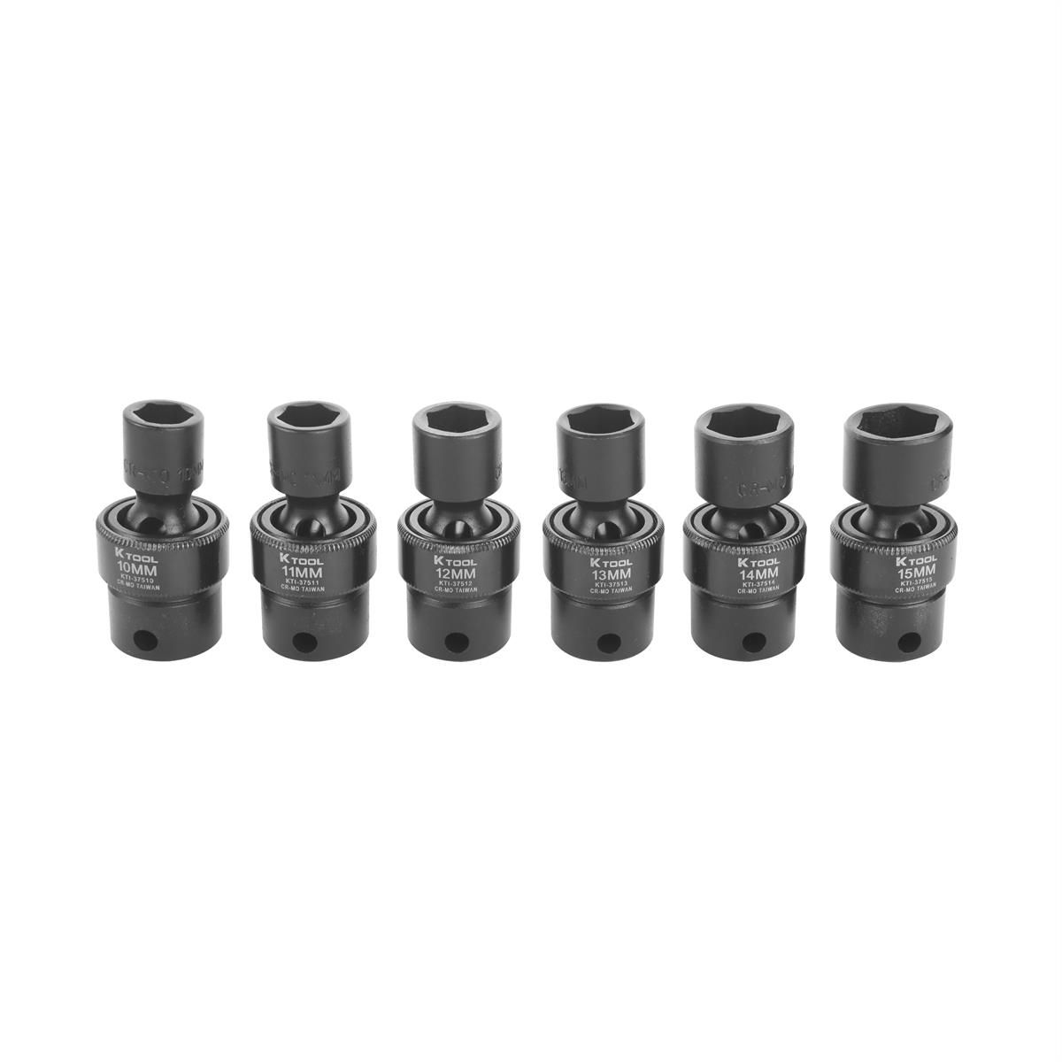K Tool International 6-Piece 3/8" Drive Metric Flex Impact Socket Set – KTI37500