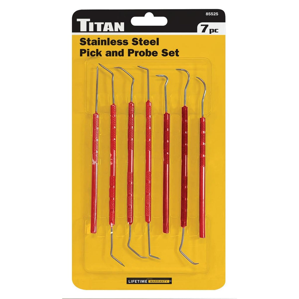 Titan 85525 7-Piece Pick, Probe & Scribe Set – Stainless Steel Tips